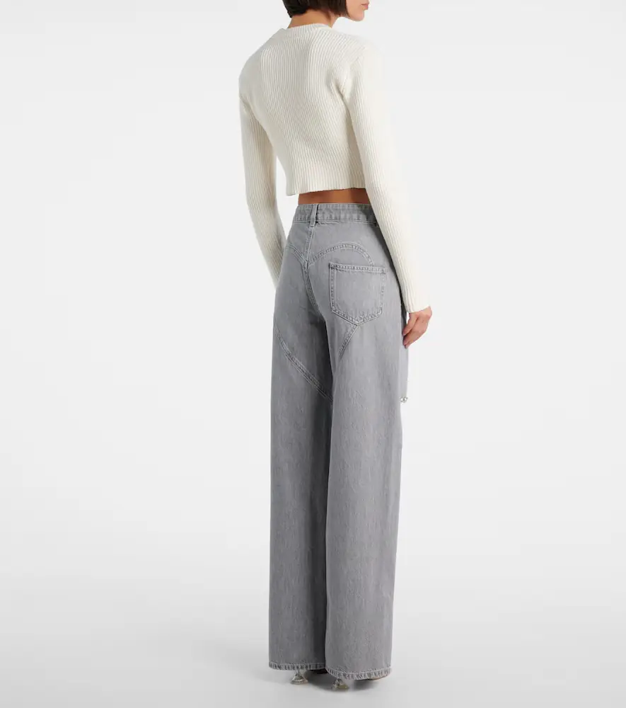 AREA Distressed embellished wide-leg jeans | Thumbnail 2 AREA Distressed embellished wide-leg jeans | Thumbnail 2