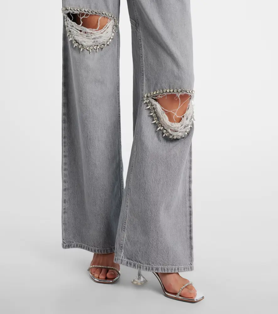 AREA Distressed embellished wide-leg jeans | Thumbnail 6 AREA Distressed embellished wide-leg jeans | Thumbnail 6