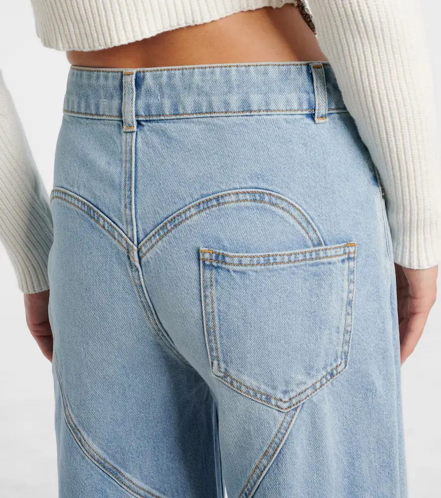 AREA Distressed embellished wide-leg jeans | Thumbnail 4