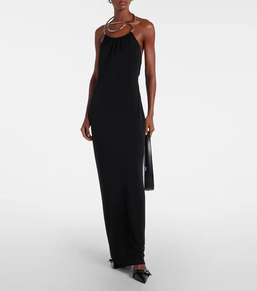 Coperni Logo Necklace embellished halterneck gown | Thumbnail 2 Coperni Logo Necklace embellished halterneck gown | Thumbnail 2