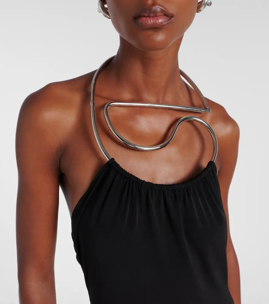 Coperni Logo Necklace embellished halterneck gown | Thumbnail 3 Coperni Logo Necklace embellished halterneck gown | Thumbnail 3