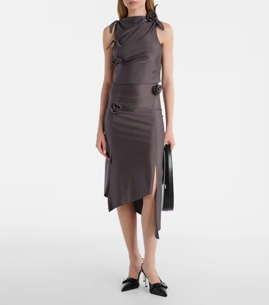 Coperni Floral-appliqué satin midi skirt | Thumbnail 5