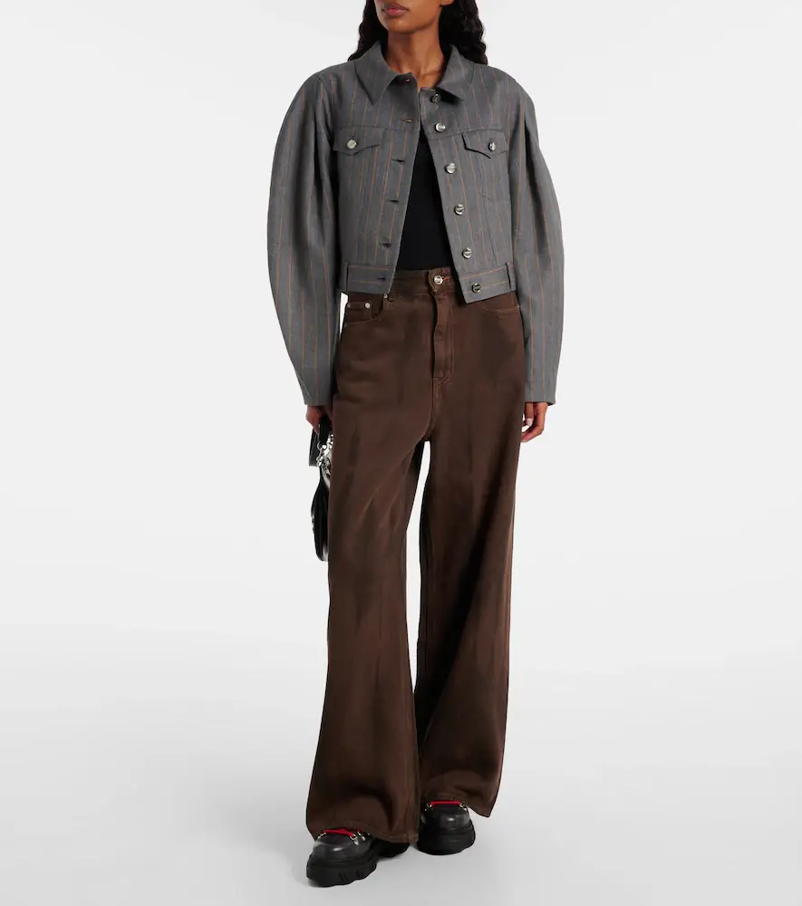 Ganni Pinstripe cropped jacket | Thumbnail 4