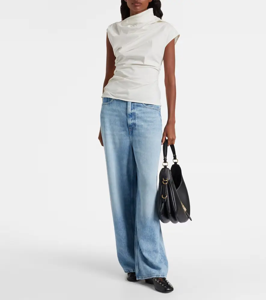 Ganni Ruched cotton-blend top | Thumbnail 2