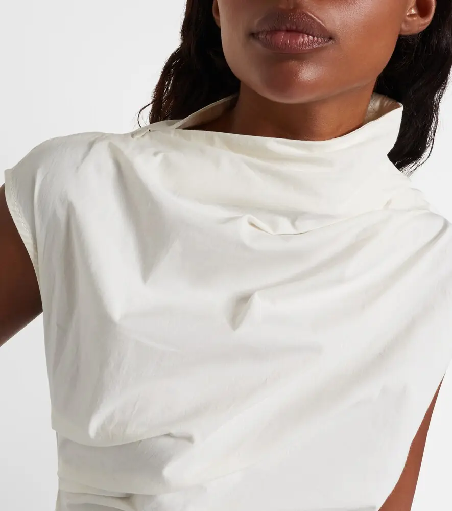Ganni Ruched cotton-blend top | Thumbnail 3