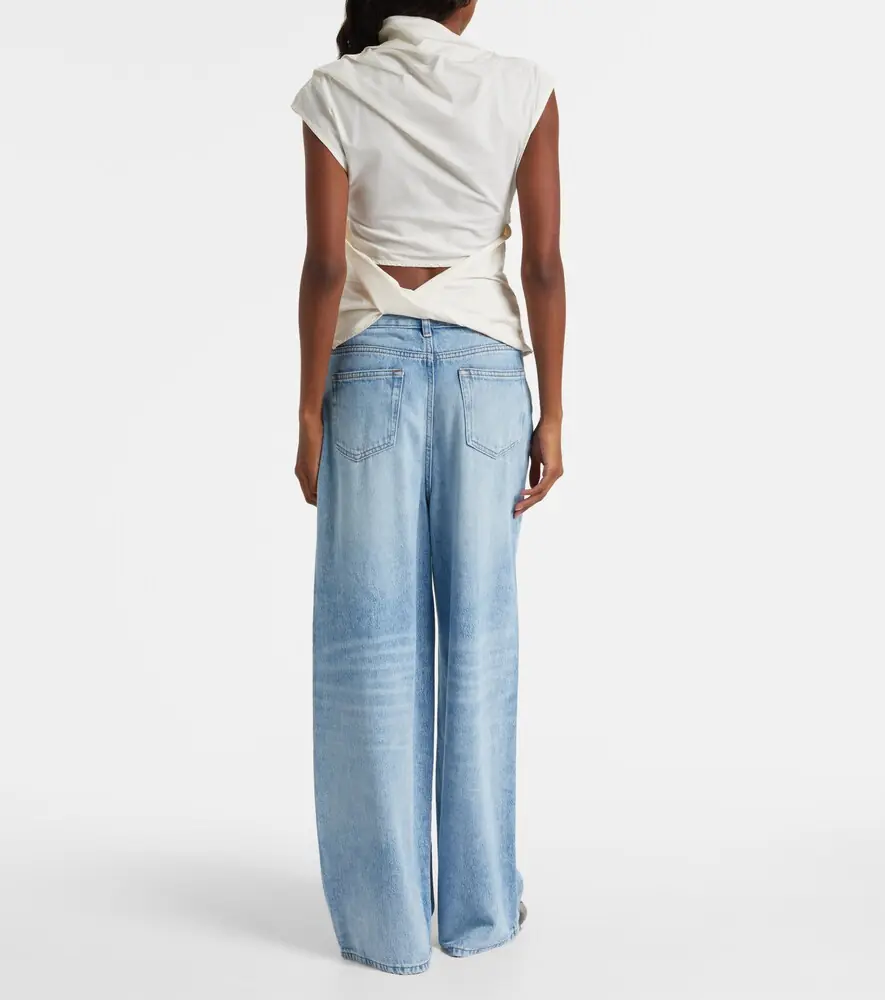 Ganni Ruched cotton-blend top | Thumbnail 4