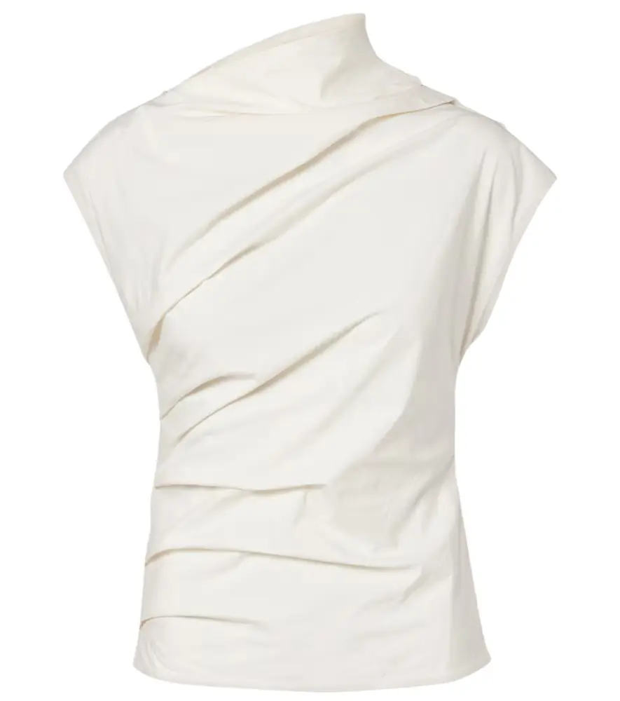 Ganni Ruched cotton-blend top