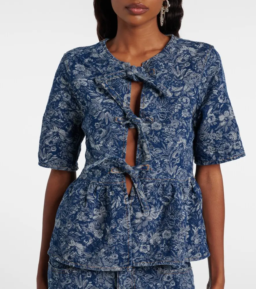 Ganni Peplum Tapestry cotton blouse | Thumbnail 4