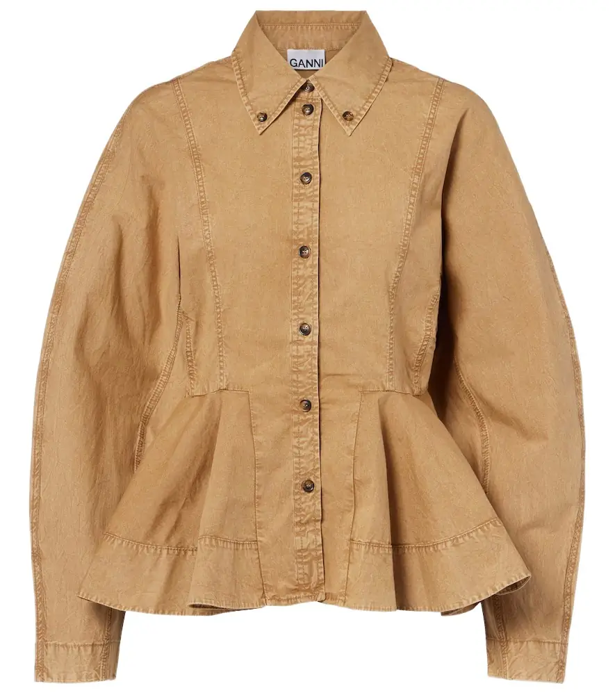 Ganni Peplum cotton-blend shirt | Image 1 Ganni Peplum cotton-blend shirt | Image 1