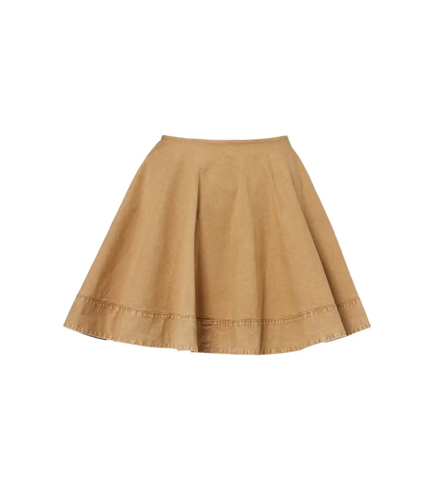 Ganni Flared cotton-blend miniskirt