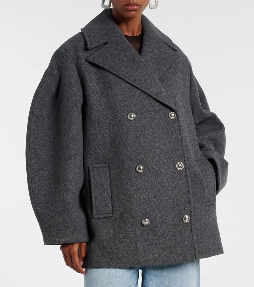 Ganni Oversized wool-blend peacoat | Thumbnail 2