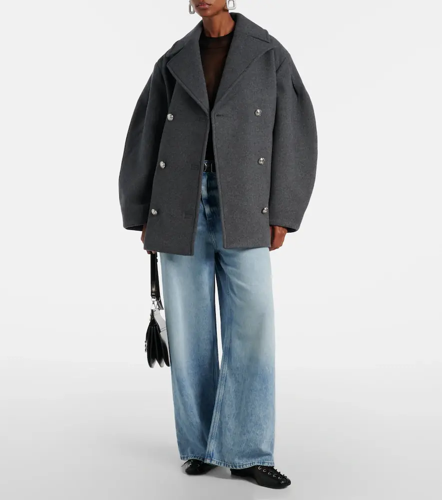 Ganni Oversized wool-blend peacoat | Thumbnail 5