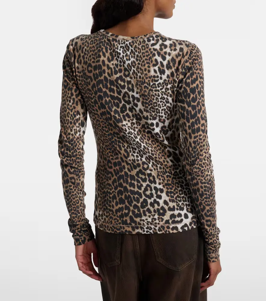Ganni Leopard-print cotton-blend top | Thumbnail 2