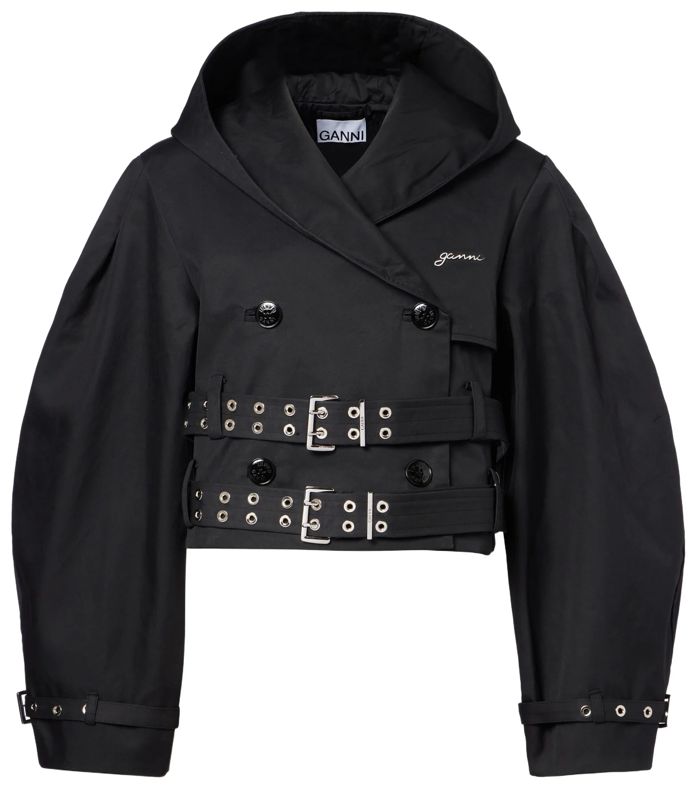 Belted cropped cotton jacket