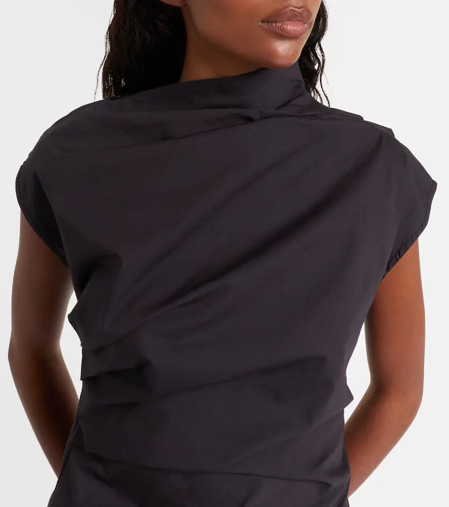Ganni Ruched cotton-blend top | Thumbnail 2