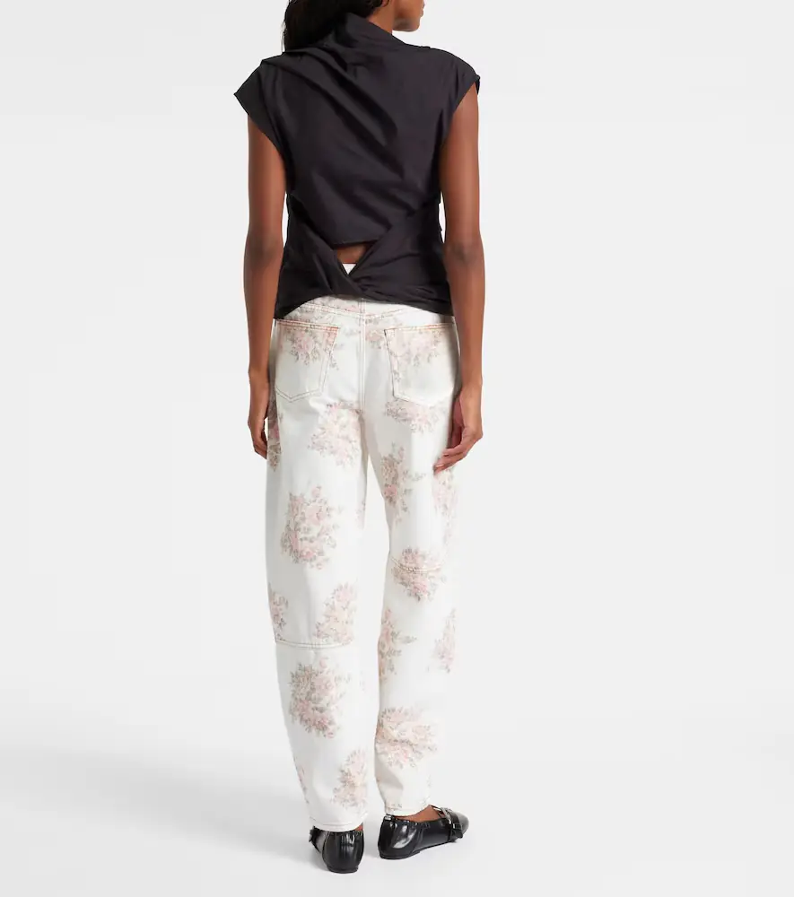 Ganni Ruched cotton-blend top | Thumbnail 4