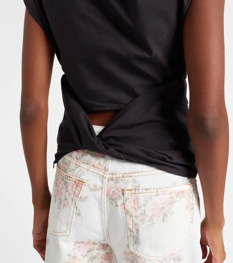 Ganni Ruched cotton-blend top | Thumbnail 5