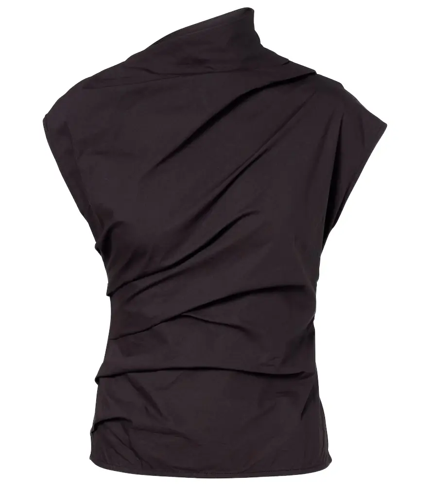 Ganni Ruched cotton-blend top