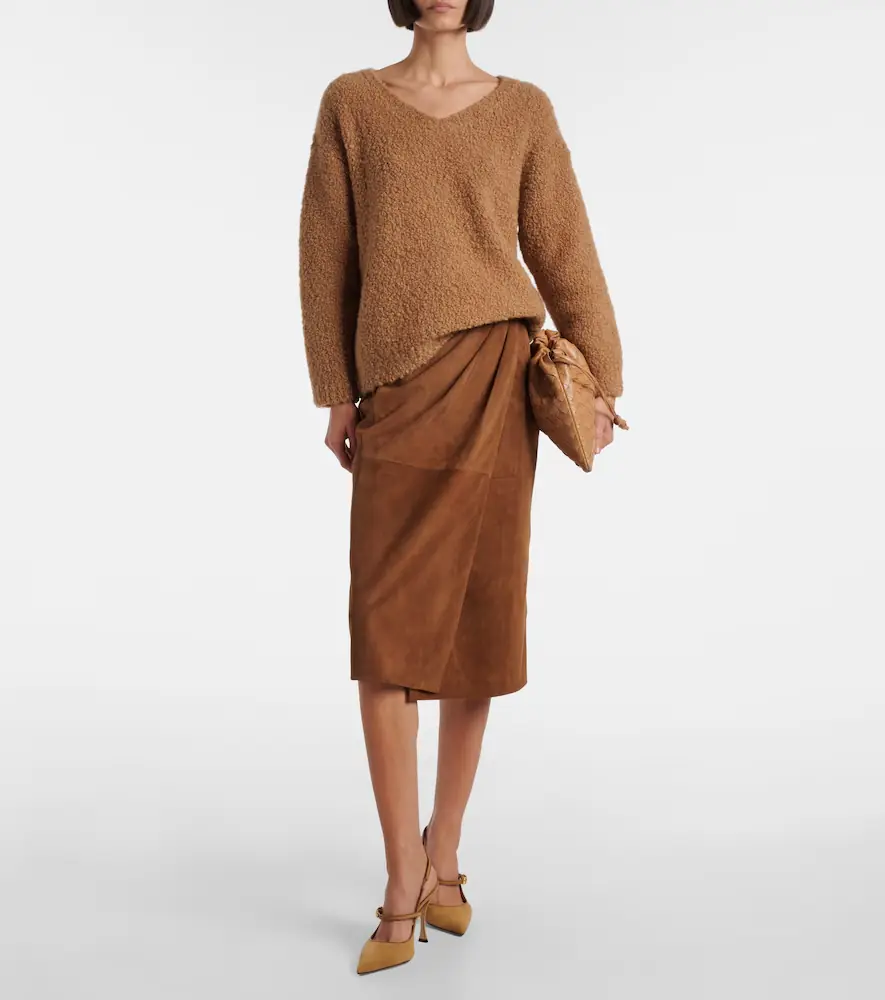 Max Mara Jerez gathered suede pencil skirt | Thumbnail 2 Max Mara Jerez gathered suede pencil skirt | Thumbnail 2