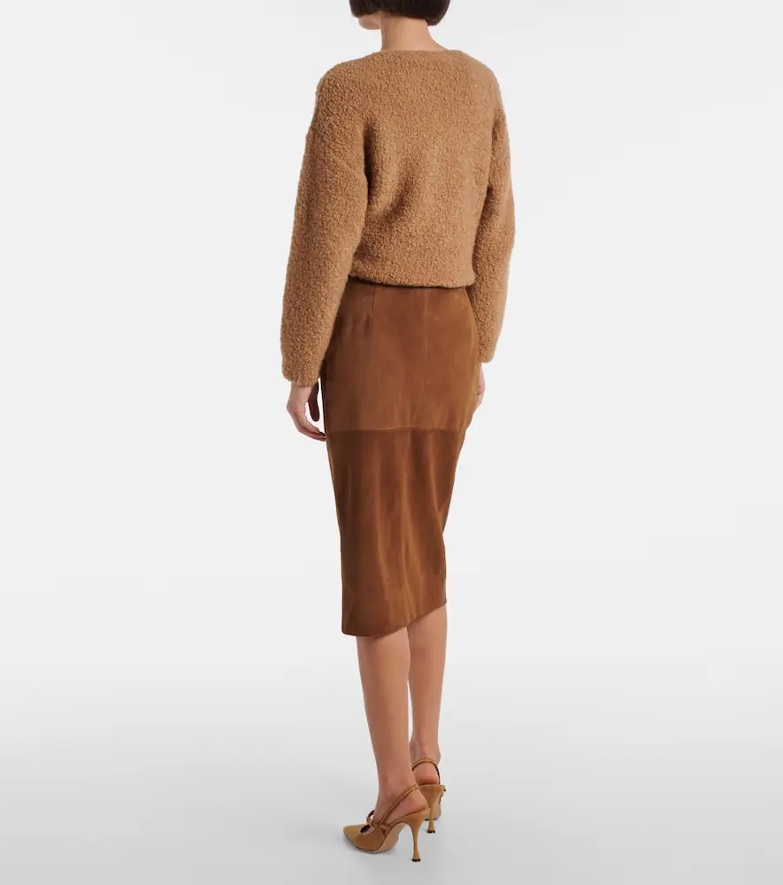 Max Mara Jerez gathered suede pencil skirt | Thumbnail 3 Max Mara Jerez gathered suede pencil skirt | Thumbnail 3