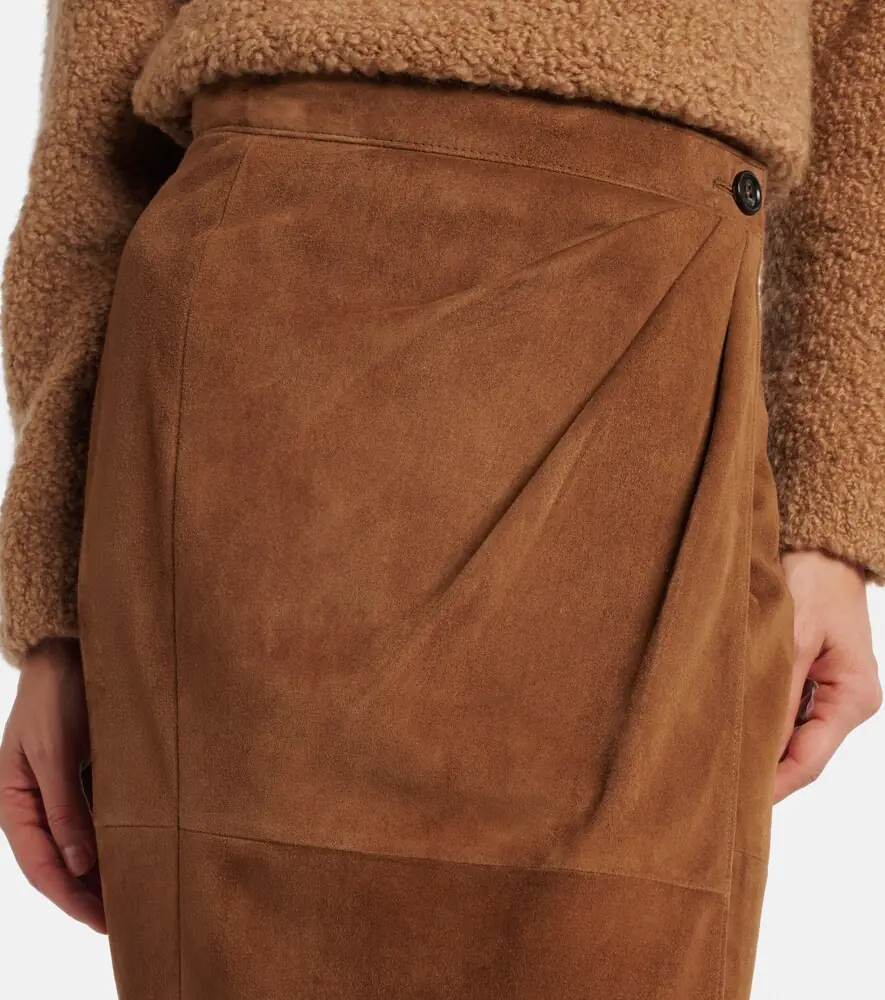 Max Mara Jerez gathered suede pencil skirt | Thumbnail 4 Max Mara Jerez gathered suede pencil skirt | Thumbnail 4