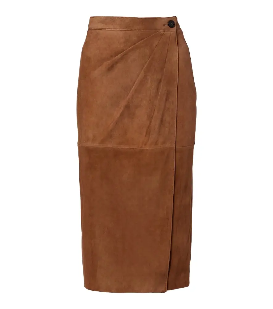 Max Mara Jerez gathered suede pencil skirt