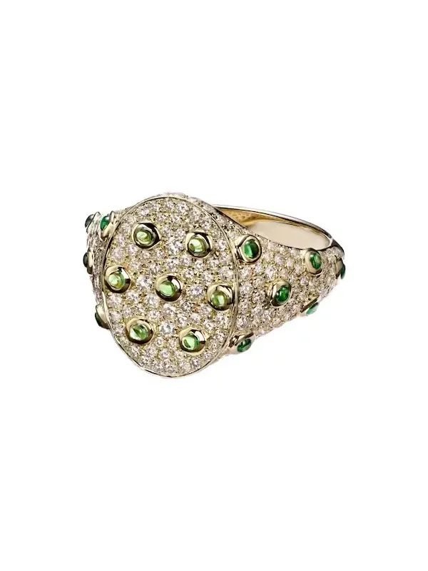 Yvonne Léon 9kt gold ring with grey diamonds and tsavorites