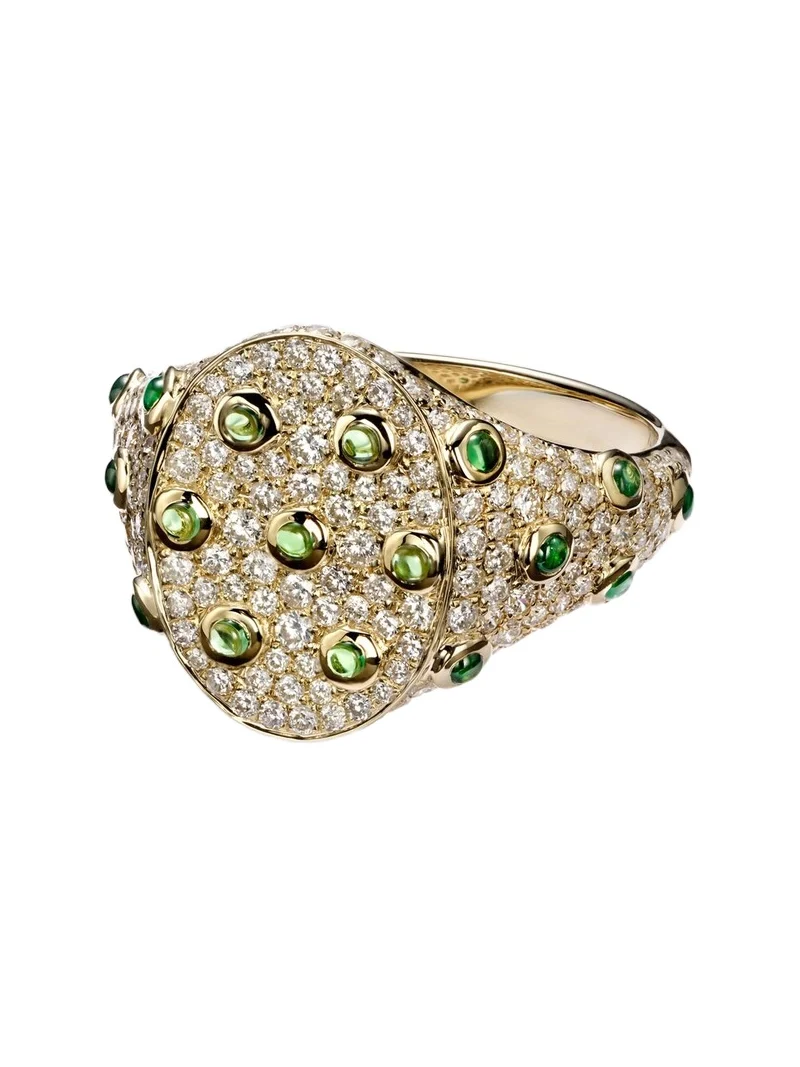 Yvonne Léon 9kt gold ring with grey diamonds and tsavorites Yvonne Léon 9kt gold ring with grey diamonds and tsavorites