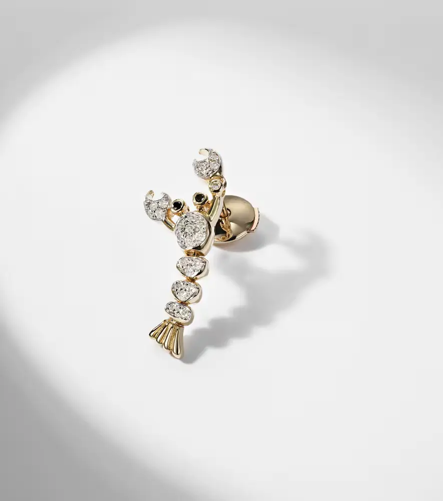 Yvonne Léon Yvonne Léon Homard Mini 9kt gold single earring with diamonds | Thumbnail 3