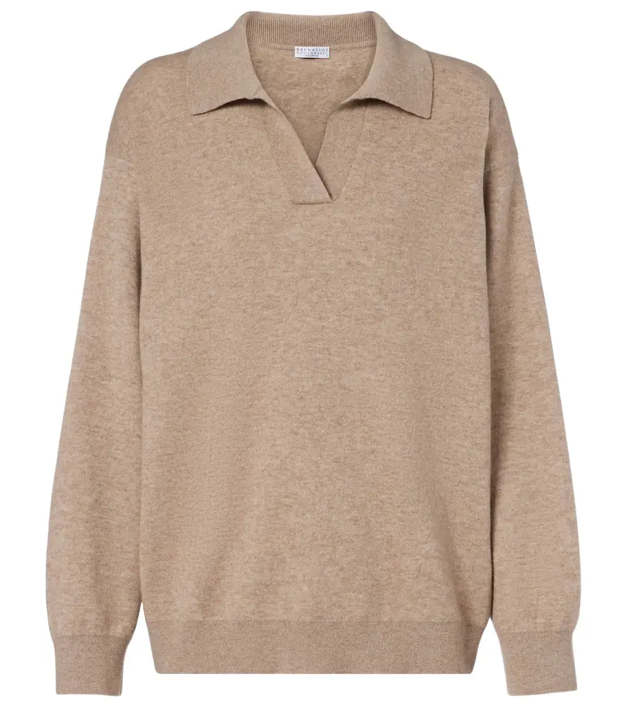 Brunello Cucinelli Monili cashmere-blend polo sweater | Image 1 Brunello Cucinelli Monili cashmere-blend polo sweater | Image 1