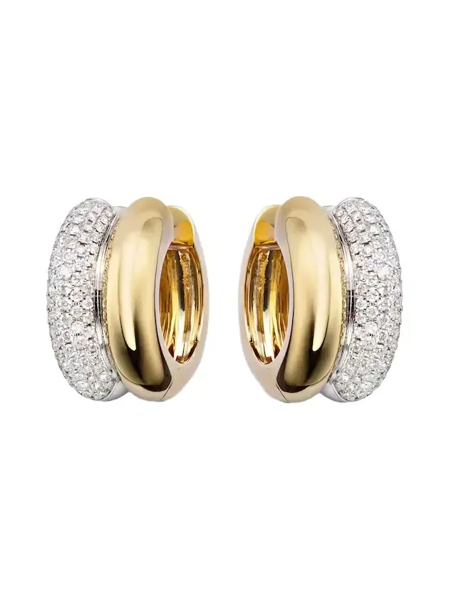 Yvonne Léon 9kt white and yellow gold hoop earrings with diamonds
