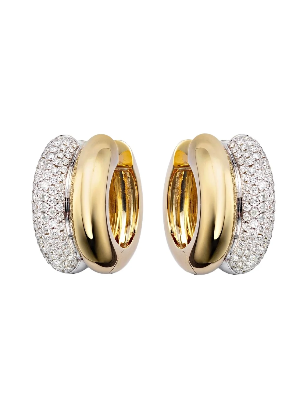 Yvonne Léon 9kt white and yellow gold hoop earrings with diamonds Yvonne Léon 9kt white and yellow gold hoop earrings with diamonds