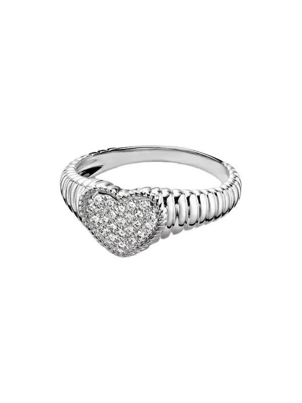 Yvonne Léon Baby 9kt white gold pinky ring with diamonds Yvonne Léon Baby 9kt white gold pinky ring with diamonds