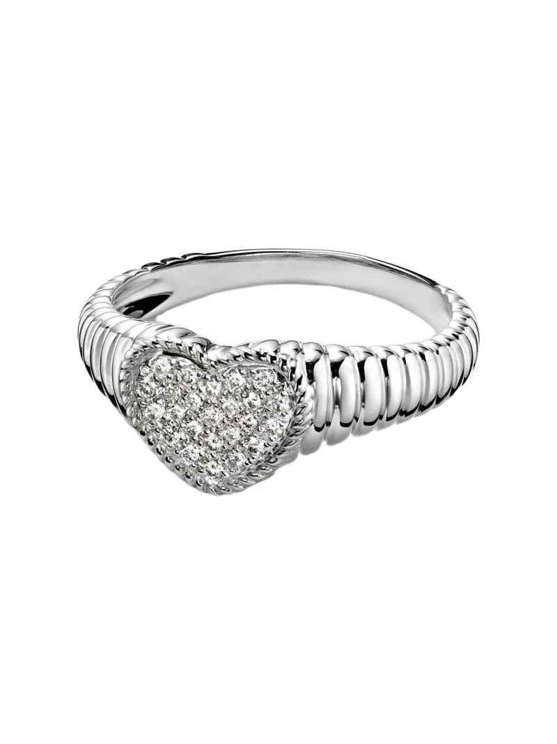 Baby 9kt white gold pinky ring with diamonds