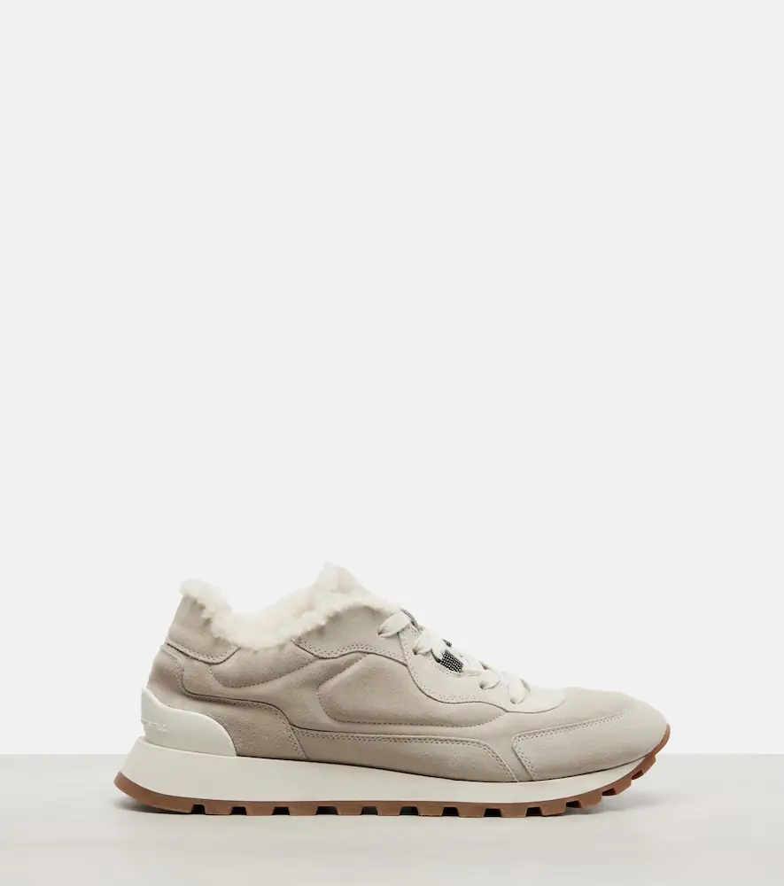 Brunello Cucinelli Shearling-lined suede low-top sneakers | Thumbnail 2