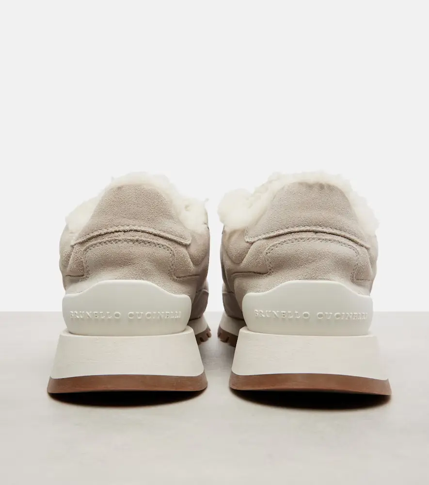 Brunello Cucinelli Shearling-lined suede low-top sneakers | Thumbnail 3