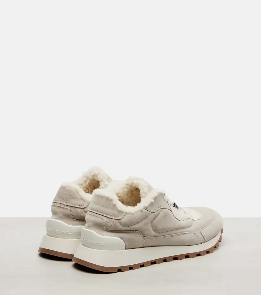Brunello Cucinelli Shearling-lined suede low-top sneakers | Thumbnail 4
