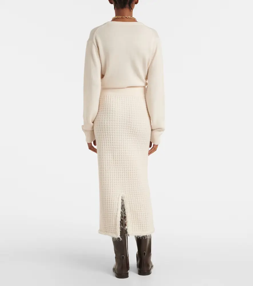 Jardin des Orangers Distressed wool and cashmere pencil skirt | Thumbnail 3 Jardin des Orangers Distressed wool and cashmere pencil skirt | Thumbnail 3