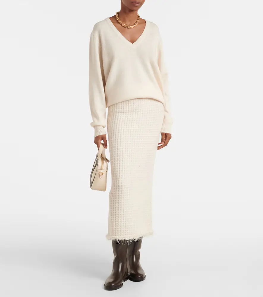 Jardin des Orangers Distressed wool and cashmere pencil skirt | Thumbnail 4 Jardin des Orangers Distressed wool and cashmere pencil skirt | Thumbnail 4