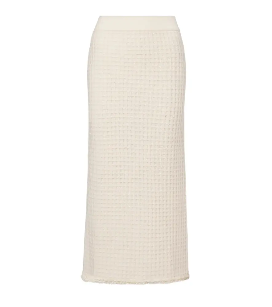 Jardin des Orangers Distressed wool and cashmere pencil skirt