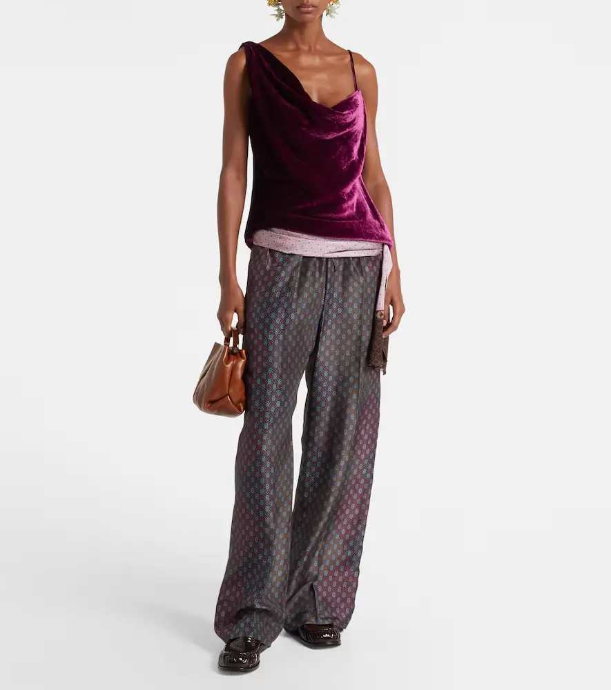 Dries Van Noten Draped velvet top | Thumbnail 2