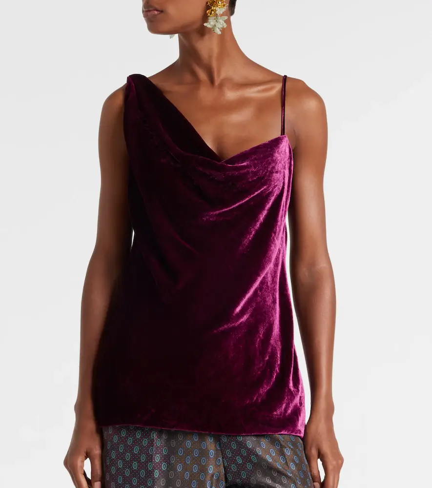 Dries Van Noten Draped velvet top | Thumbnail 6
