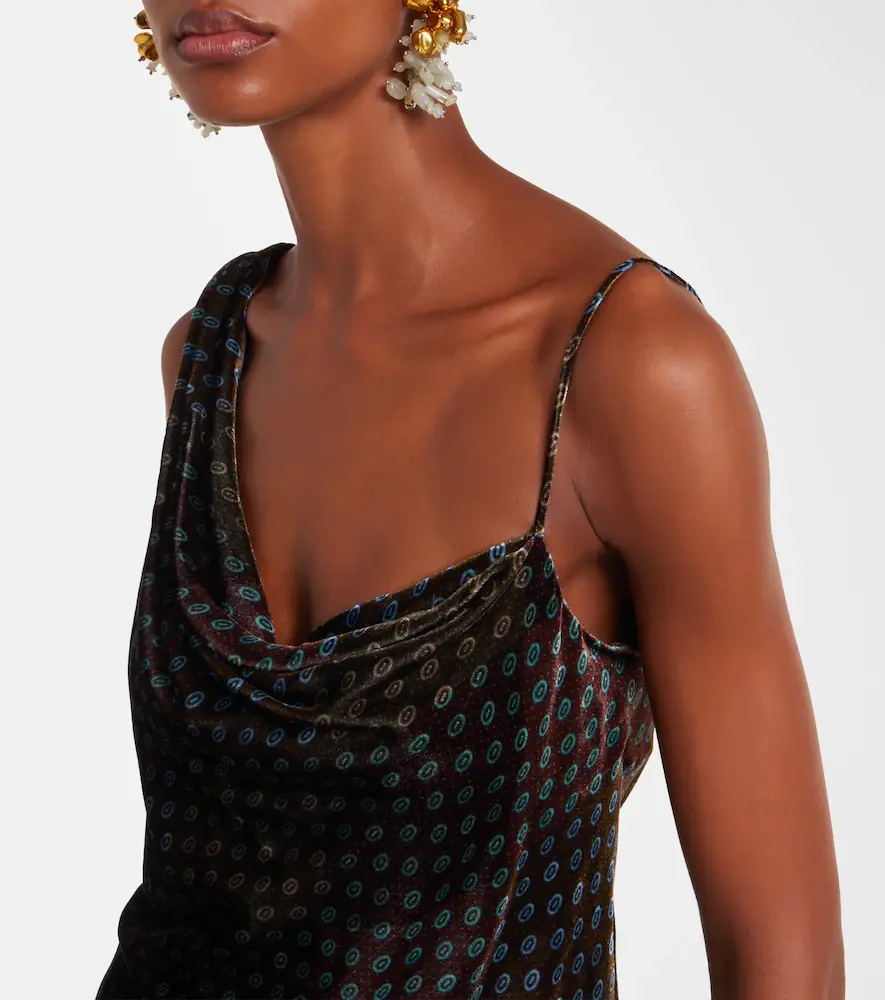 Dries Van Noten Draped printed velvet top | Thumbnail 2