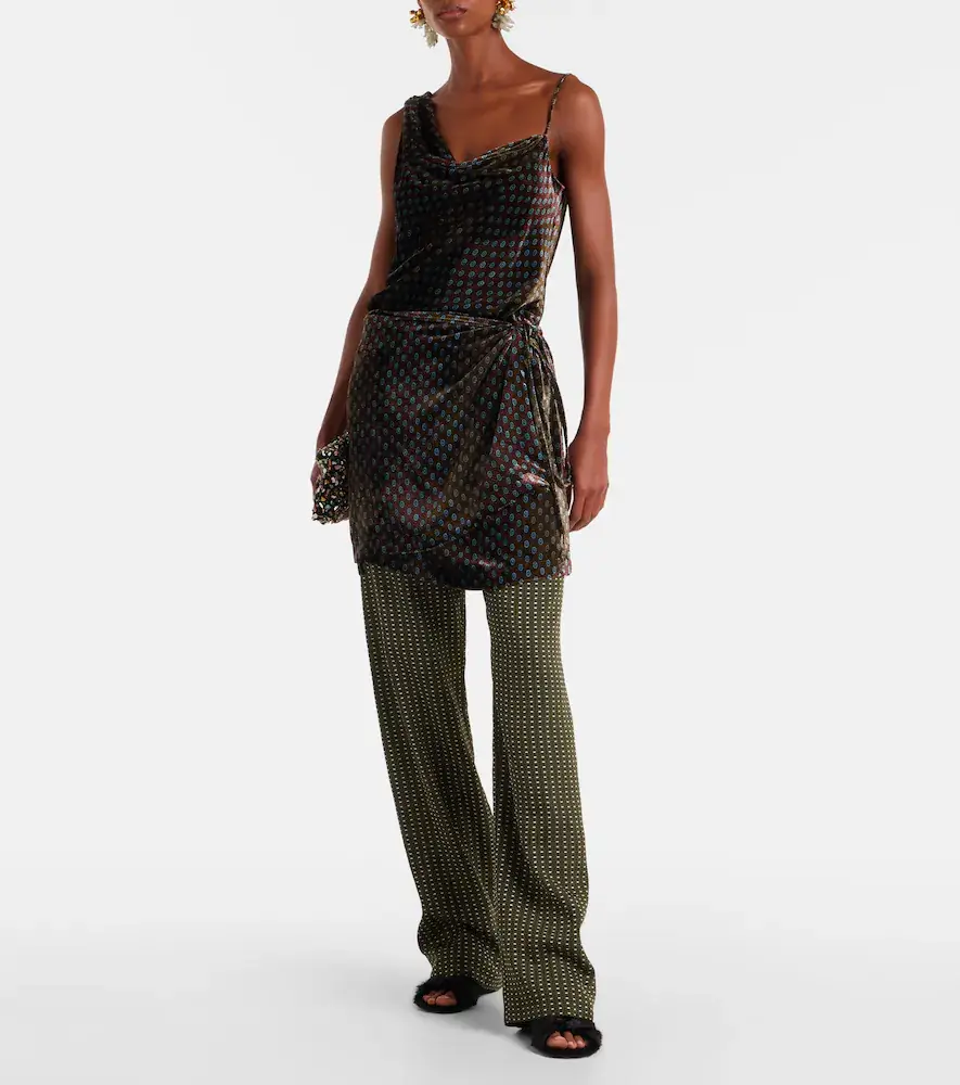 Dries Van Noten Draped printed velvet top | Thumbnail 3