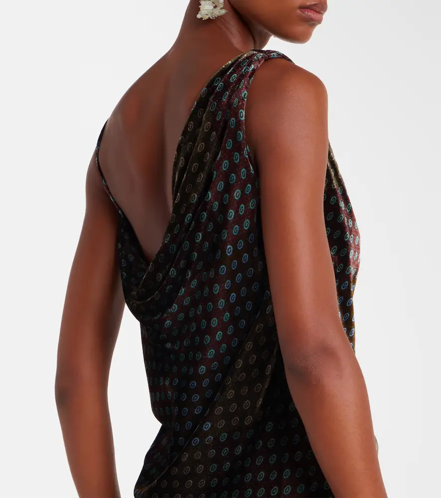 Dries Van Noten Draped printed velvet top | Thumbnail 5