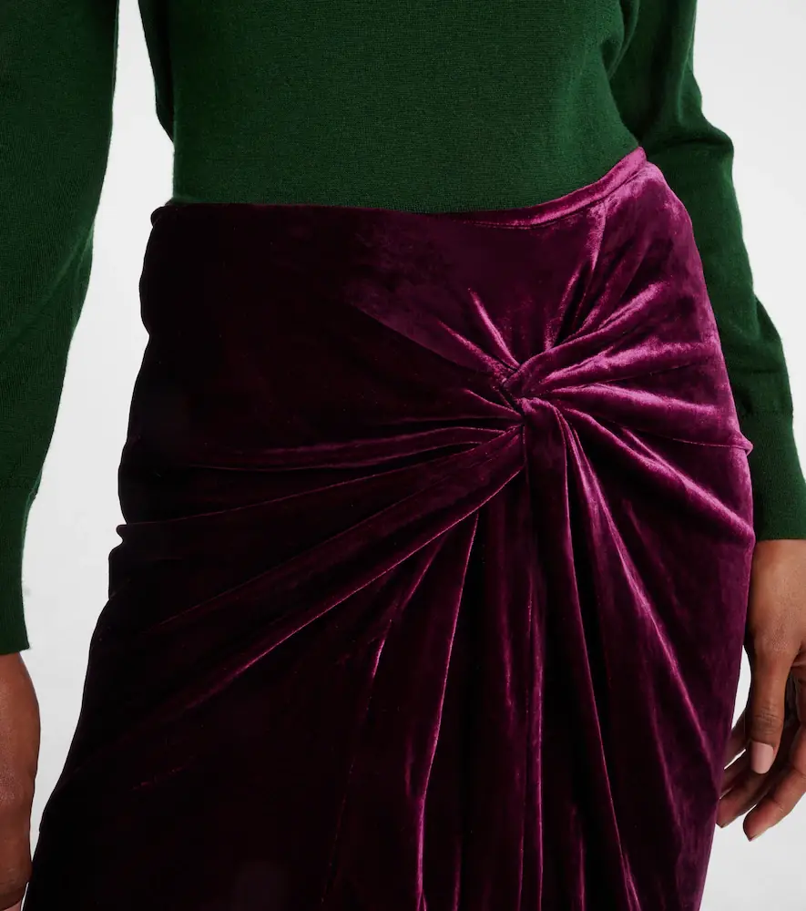 Dries Van Noten Gathered velvet midi skrit | Thumbnail 2