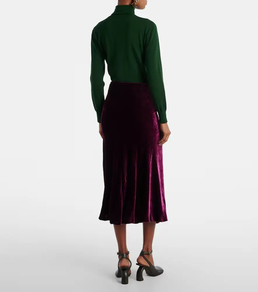Dries Van Noten Gathered velvet midi skrit | Thumbnail 3