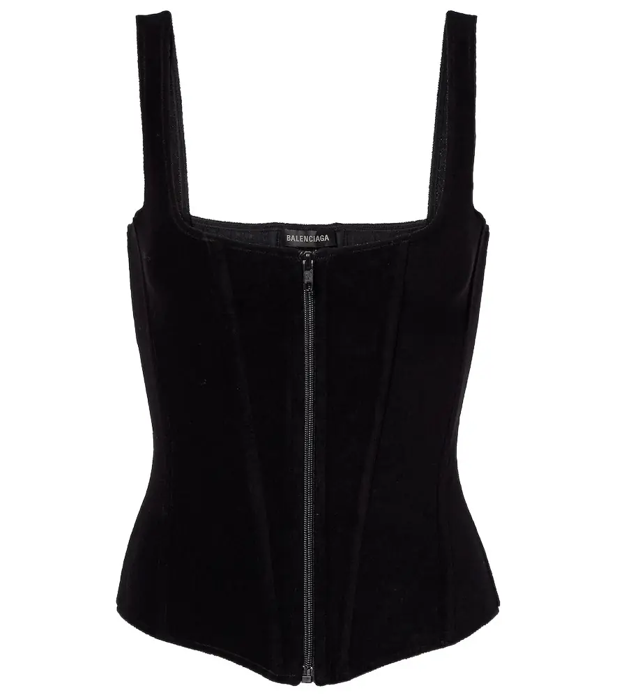 Balenciaga Cotton-blend velvet corset top | Image 1 Balenciaga Cotton-blend velvet corset top | Image 1