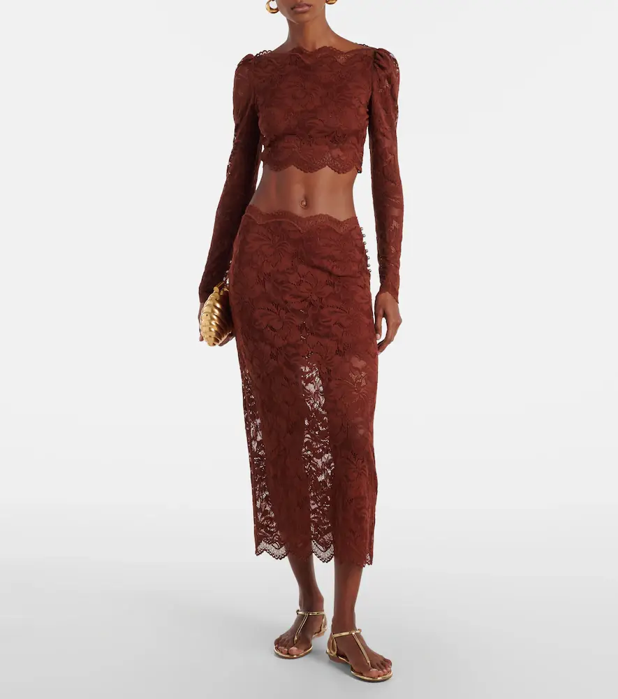 Rabanne Floral lace midi skirt | Thumbnail 2 Rabanne Floral lace midi skirt | Thumbnail 2