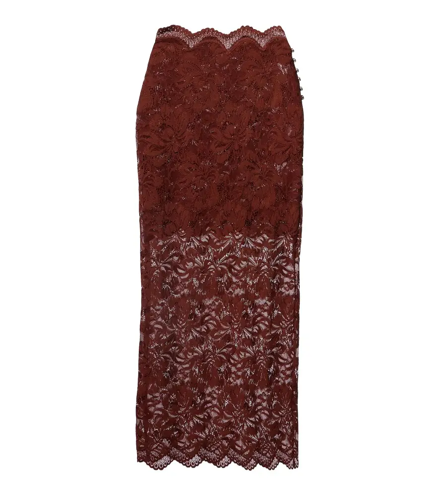 Rabanne Floral lace midi skirt